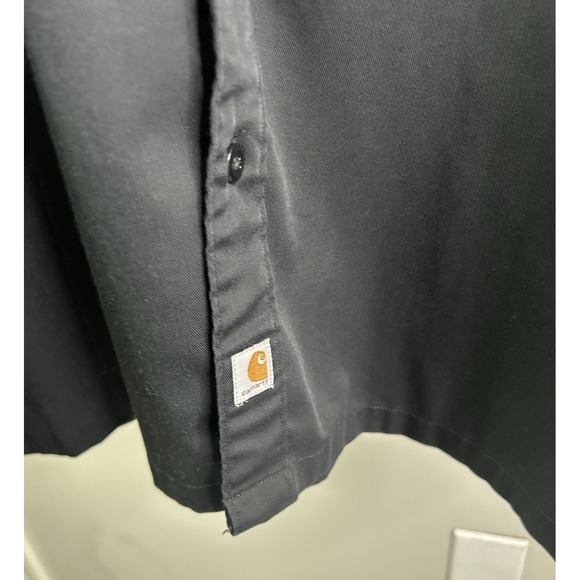 Vintage Carhartt Cotton Canvas Work Shirt Black Long Sleeve Button Up Size 3XL - Picture 7 of 11